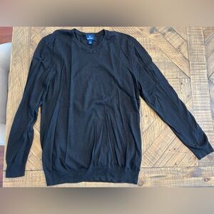 Men’s Black Large Tall V Neck 100% Cotton Sweater